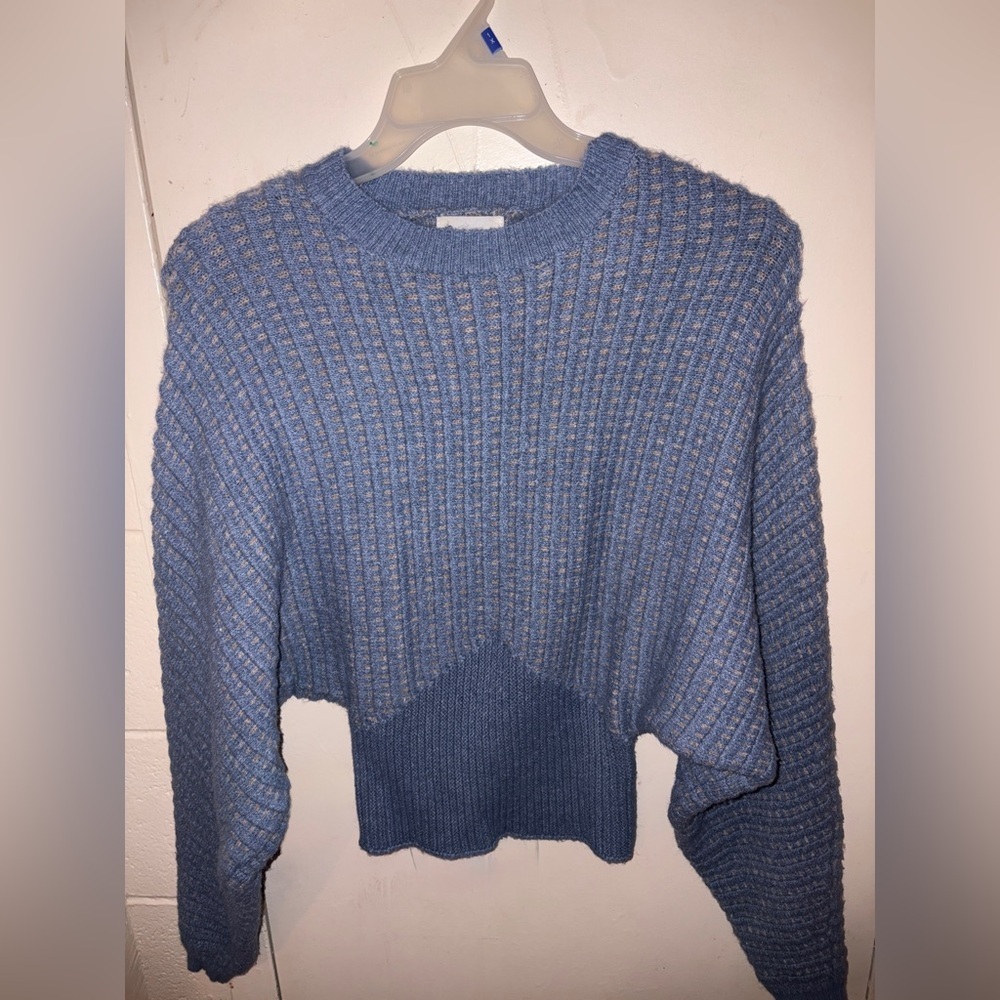 &merci Blue Ribbed Women's Sweater
